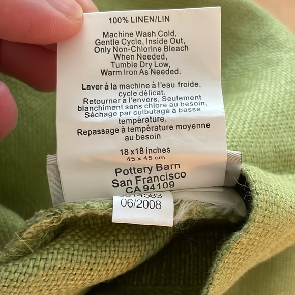 18 inch Pottery Barn Green Textured Fabric Pillow Cover purchased - Picture 4 of 4